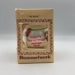 Hummelwerk Ornament "Merry Christmas Nurse 1979" Vintage Satin Ornament
